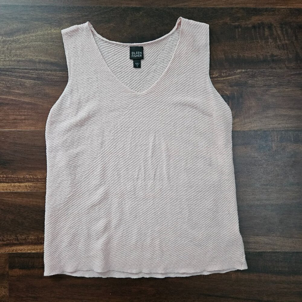 Eileen Fisher pale pink 100% linen knit tank top - Size medium